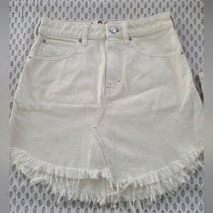 Free People Cream Frayed Hem Skirt